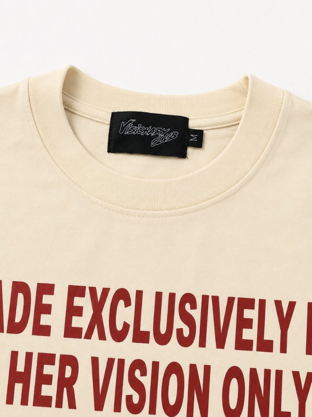 Visionary Club Letter To Your Heart Boxy Crop Tee Cream Red Graphic Shirt Size M - Picture 4 of 4